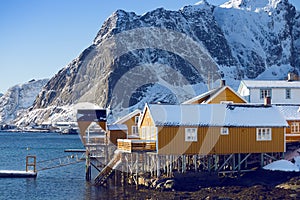 Traditional norwegian wooden house rorbu