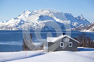 Traditional norwegian wooden house rorbu