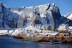 Traditional norwegian wooden house rorbu