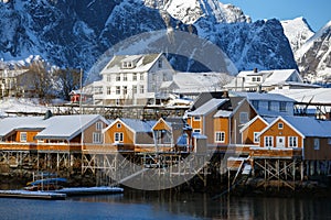 Traditional norwegian wooden house rorbu