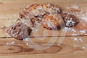 Traditional oatmeal cookies and oatmeal cookies with cocoa