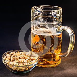 Traditional Octoberfest Bavarian beer in a big one liter mug wit