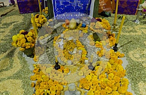 Traditional offering represented the day of the dead in Mexican customs, Mixtec offering