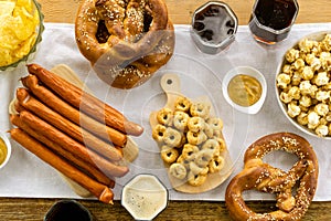 Traditional oktober fest food on a wooden table