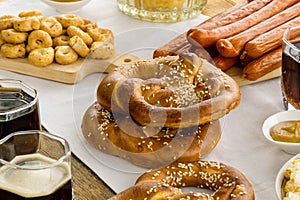 Traditional oktober fest food on a wooden table