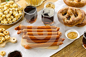 Traditional oktober fest food on a wooden table