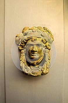 Traditional old antient Maltese door knob in Mdina city on Malta