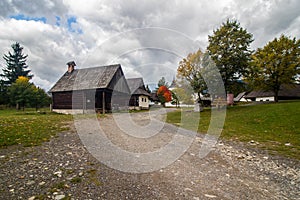 Traditional old architecture in Slovak village Pribylina