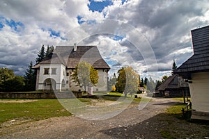 Traditional old architecture in Slovak village Pribylina