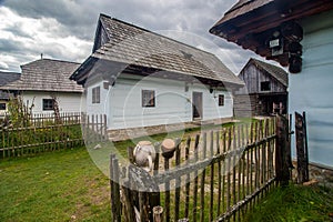 Traditional old architecture in Slovak village Pribylina