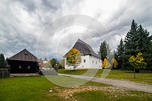 Traditional old architecture in Slovak village Pribylina