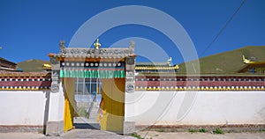 Traditional old building in Tibetan Buddhist monastery Arou Da Temple in Qinghai China