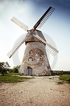 Traditional Old dutch windmill in Latvia
