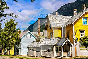 Traditional old houses in Odda, Norway.