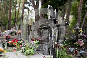 Traditional old polish cemetery, eastern europe cemetery