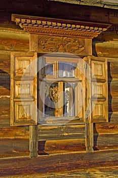 Traditional old Russian window.