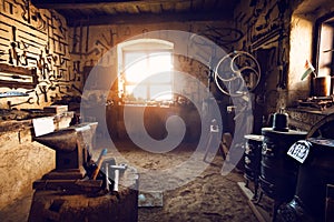 Traditional smithy workshop interior
