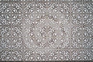 Traditional old tiles wall on the street painted tin-glazed, azulejos ceramic tilework. Porto