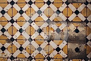 Traditional old tiles wall on the street Portuguese painted tin-glazed, azulejos ceramic tilework. Porto, Portugal. photo