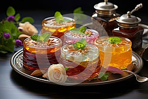 A traditional Omani dessert Shuwaab, beautifully presented in a decorative dish during special occasions