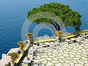 Traditional open air terrace at the Amalfi Coast in South Italy
