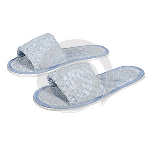 Traditional open toe slippers for home, hotel or spa. Blue colors