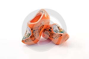 Traditional orange dutch clogs
