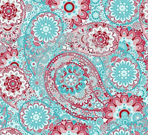 Traditional oriental seamless paisley pattern. Vintage flowers background. Decorative ornament backdrop for fabric, textile,