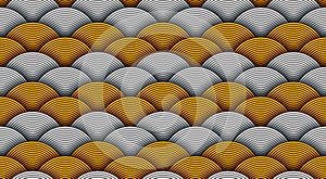 Traditional oriental seamless pattern made with round golden and silver plates