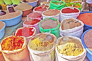 Traditional oriental spices at market. Sousse, Tunisia