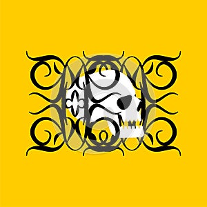 Traditional ornament and skull. Vector illustration