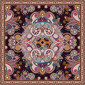 Traditional ornamental floral paisley bandanna.