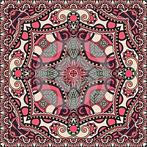 Traditional ornamental floral paisley bandanna.