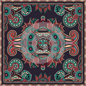 Traditional ornamental floral paisley bandanna