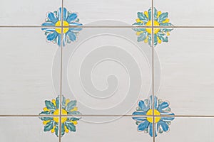 Traditional ornate italian decorative ceramic tiles from Vietri, colorful background