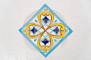 Traditional ornate italian decorative ceramic tiles from Vietri, colorful background