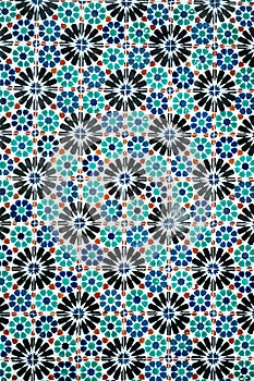 Traditional ornate portuguese decorative blue colored tiles azulejos