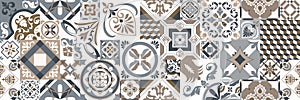 Traditional ornate Portuguese decorative tiles azulejos. Abstract background