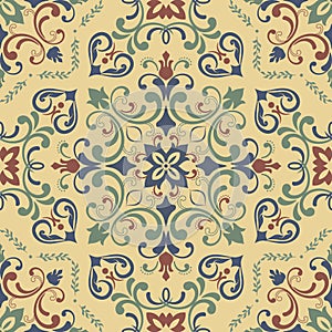 Traditional ornate portuguese decorative tiles azulejos. Vintage pattern.