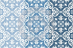 Traditional ornate portuguese tiles azulejos. Vector illustration. 4 color variations in blue. photo