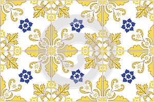 Traditional ornate portuguese tiles azulejos. Vector illustration.