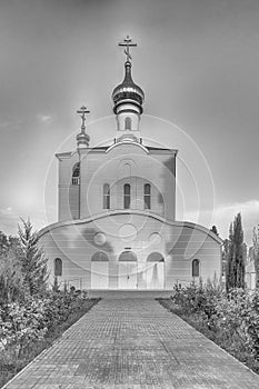 Traditional orthodox church in Frunze, small village in Crimea photo