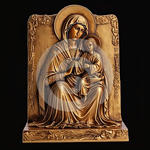 Traditional Orthodox icon of the Virgin Mary with the Child AI