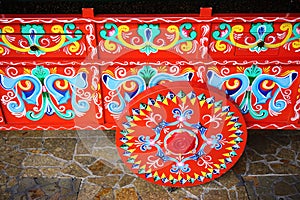 Traditional painted Costa Rican oxcart (carreta) photo