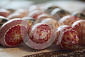 Traditional painted Easter egg from Bucovina, Romania. photo