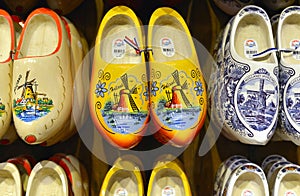 Traditional painted handmade dutch wooden clogs