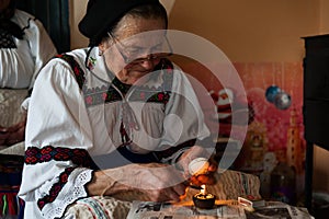 The traditional painting of Easter eggs in Maramures Romania