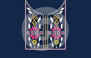 Traditional Palestinian Embroidery Neckline Design. Tatreez ornament Neckline