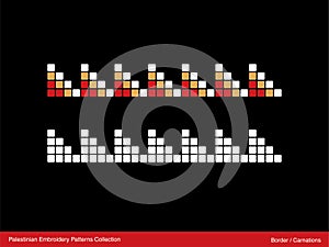 Traditional Palestinian Embroidery Pattern Border Carnations.