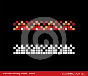 Traditional Palestinian Embroidery Pattern Border Old Manâ€™s Teeth & Saw.